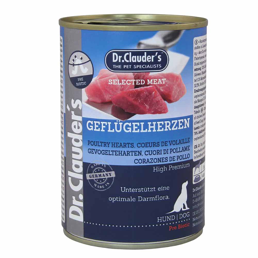 Alimento Umido Dr.Clauder s Selected Meat Cuori di Pollo Prebiotico per Cani 400g 1