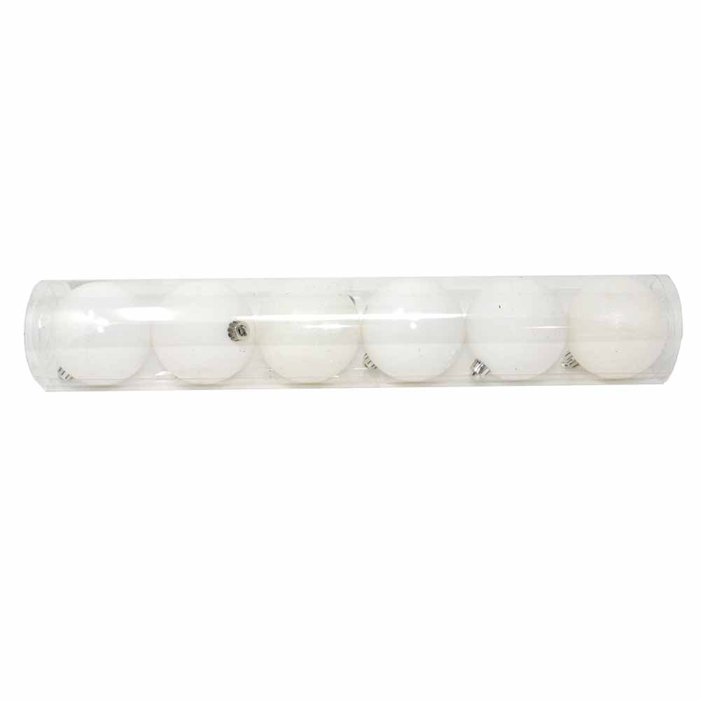 Tubo 6 Palline di Natale in Plastica 8cm Bianco