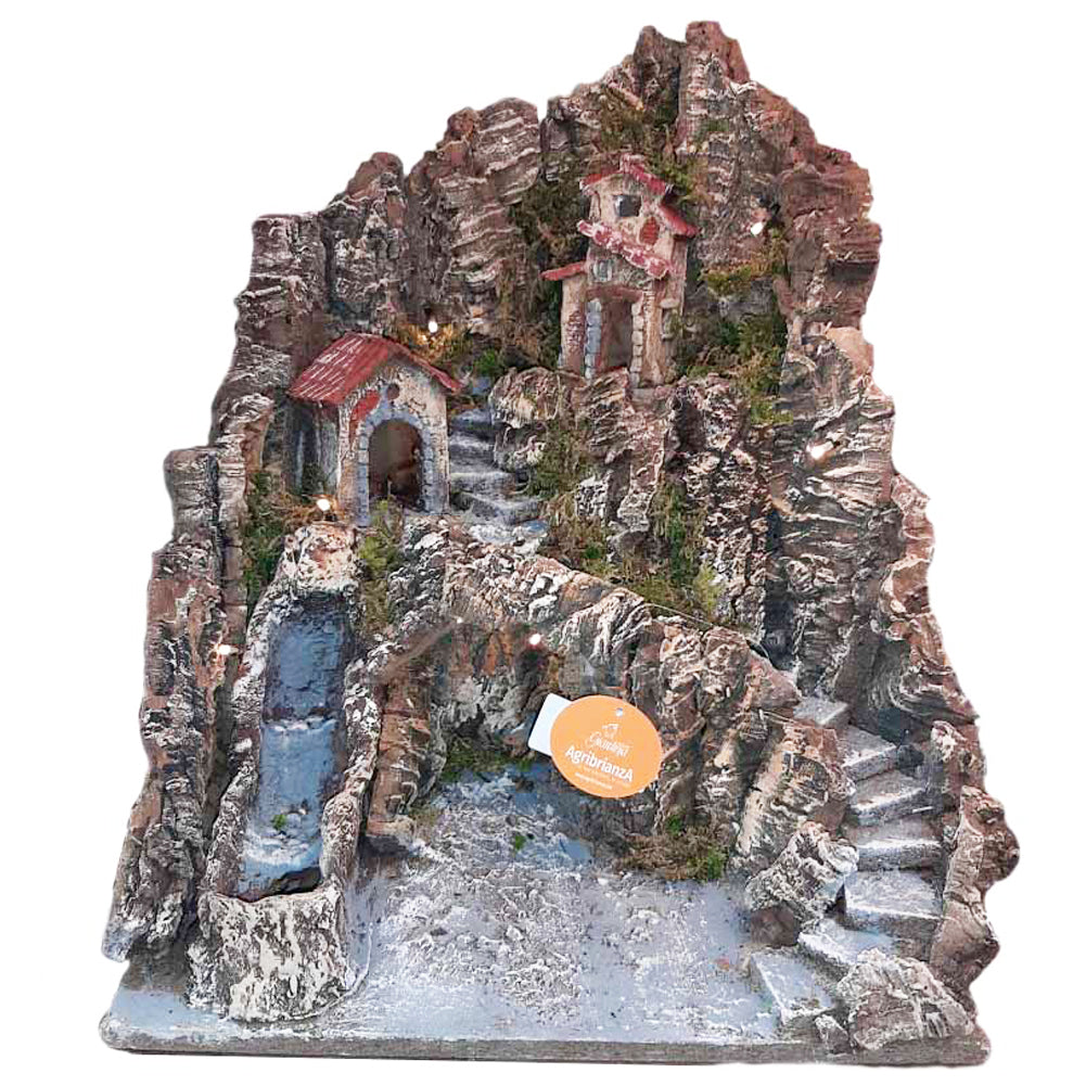 Presepe legno sughero ruscello35x40x40cm 1