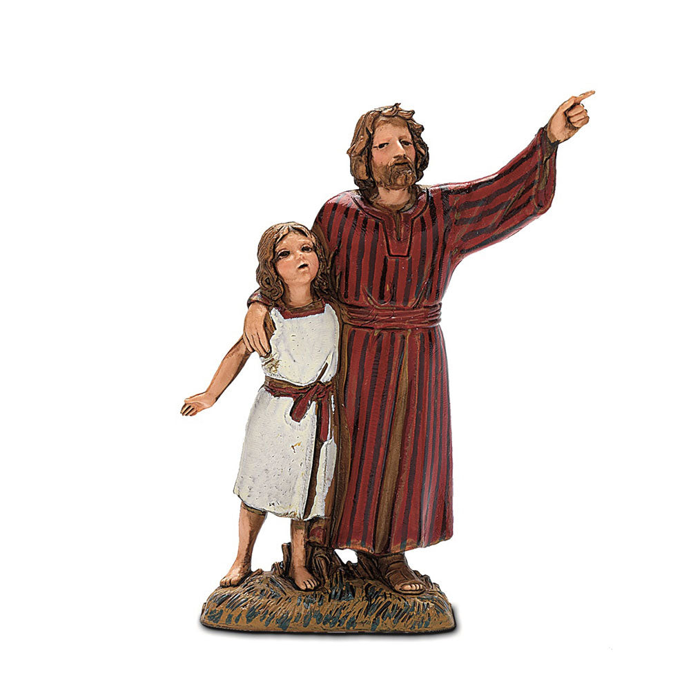 Statuina Presepe Uomo con Bimba 10 cm Moranduzzo 1