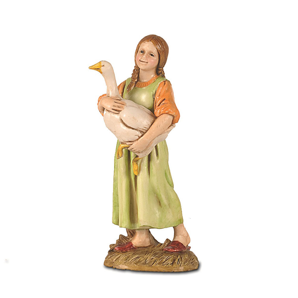 Statuina Presepe Fanciulla con Oca 12 cm Moranduzzo 1