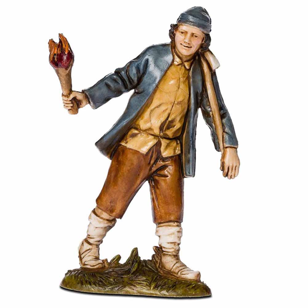 Statuina Presepe Uomo con Fiaccola Settecento 10 cm Moranduzzo 1