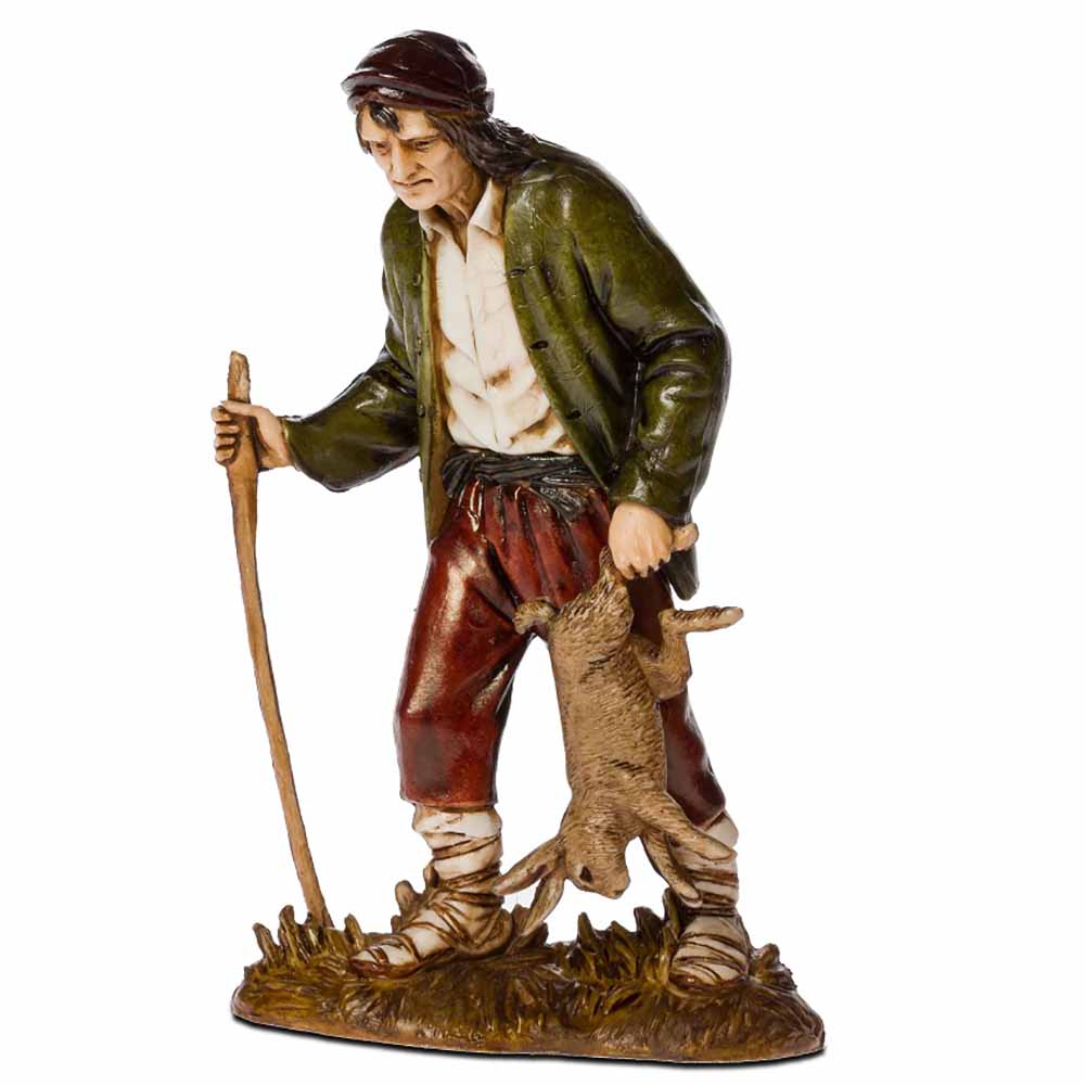 Statuina Presepe Confezione Cacciatore con Lepre 12 cm Moranduzzo 1