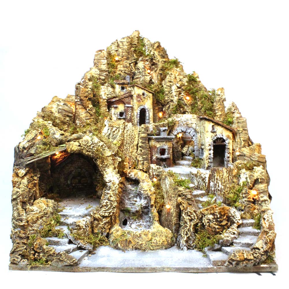 Presepe Illuminato con Forno e Ruscello 50x50xh85cm 1