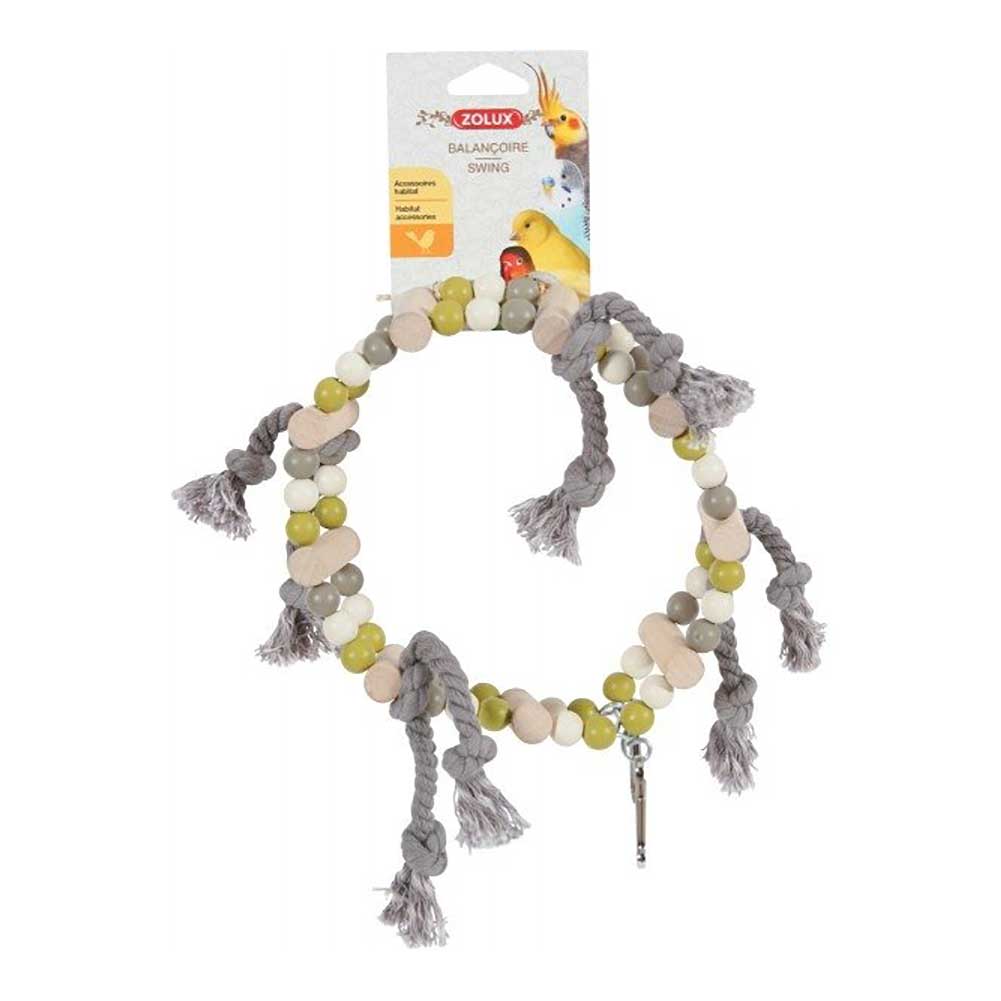 Gioco per uccelli Altalena con ruota di perle in legno e corda Zolux 1pezzo 3