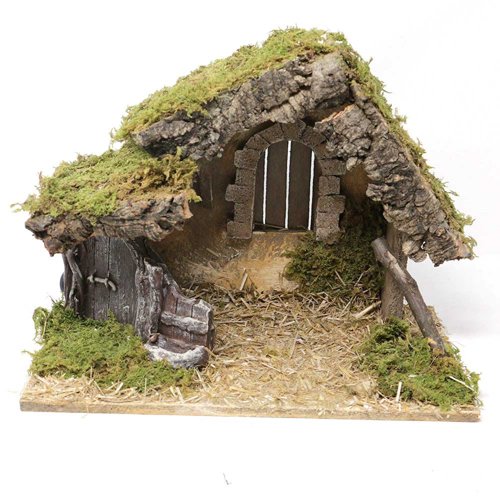 Capanna illuminata con finestra e staccionata 32x18xH25cm