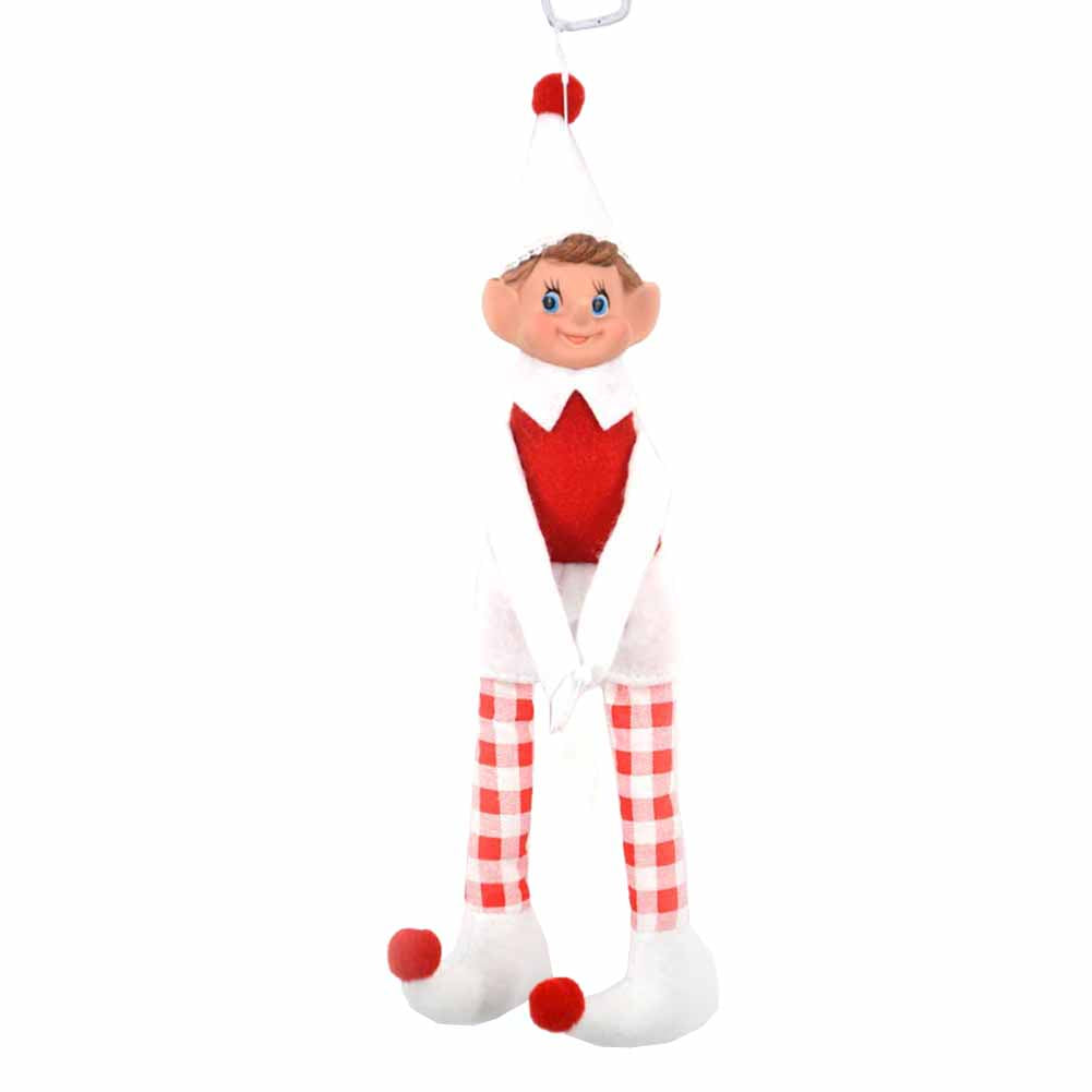 Elfo bianco rosso a quadretti 30 cm 1 pezzo