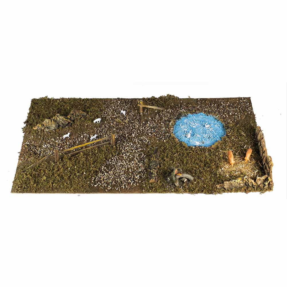 Base in Legno per Presepe con Lago 76x40x6cm 1