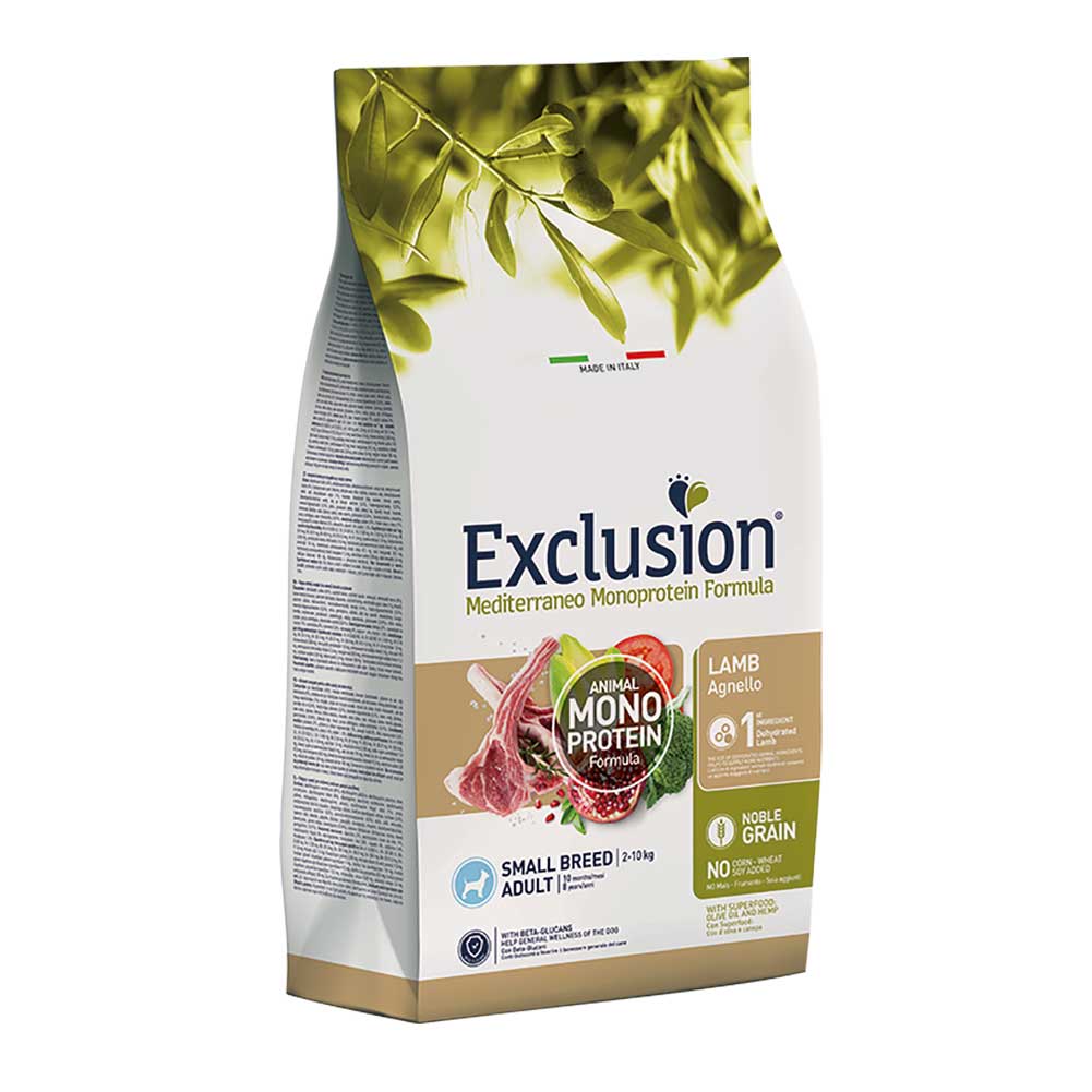Alimento secco per cani Adult small Mediterraneo Agnello Exclusion 4