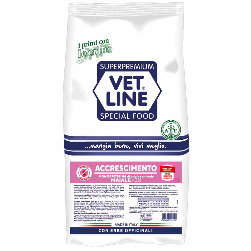 Alimento secco cane accrescimento maiale Vet Line 1