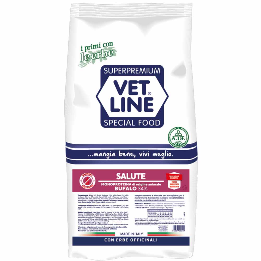 Alimento secco cane adulto Salute bufalo 12,5kg Vet Line 1
