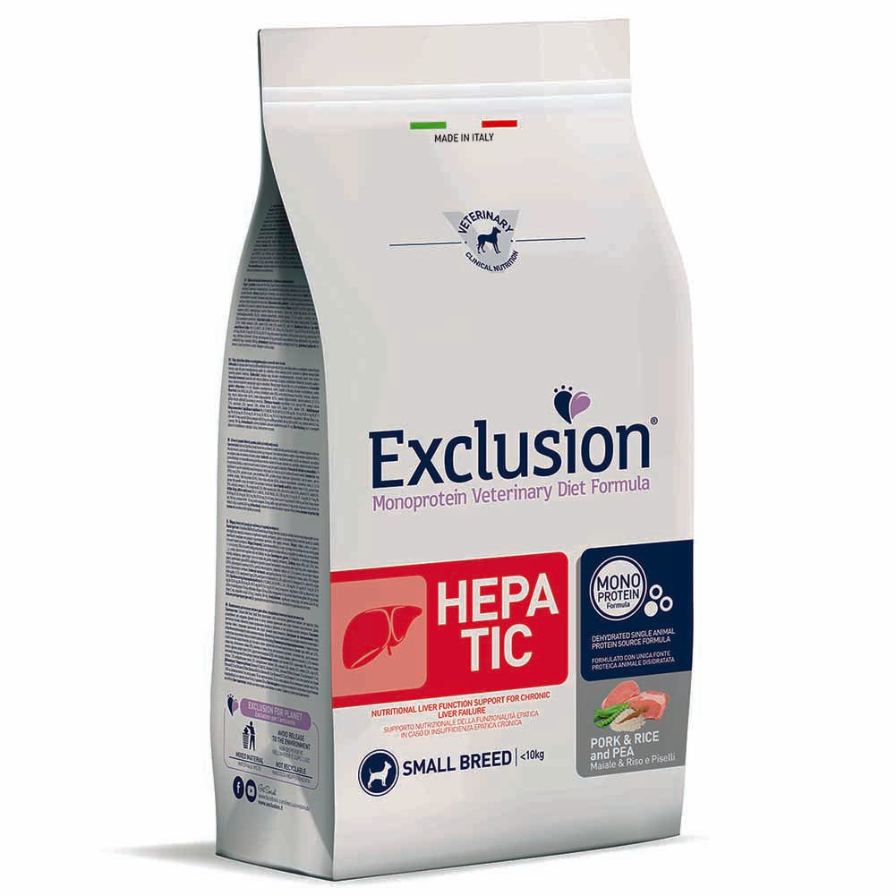 Exclusion Hepatic Maiale Riso e Piselli 2kg per Cani Adulti di Taglia Piccola 1