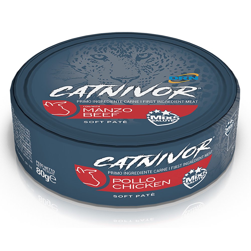Bocconi DRN Catnivor Manzo Alimento Umido per Gatti Adulti 80g 1