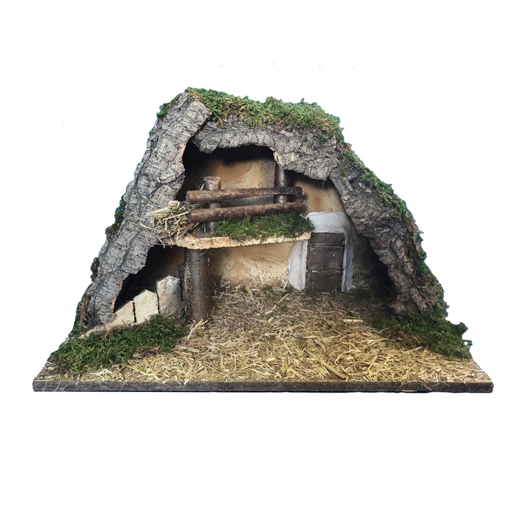 Capanna con recinto e porta in gesso 43x22x26cm