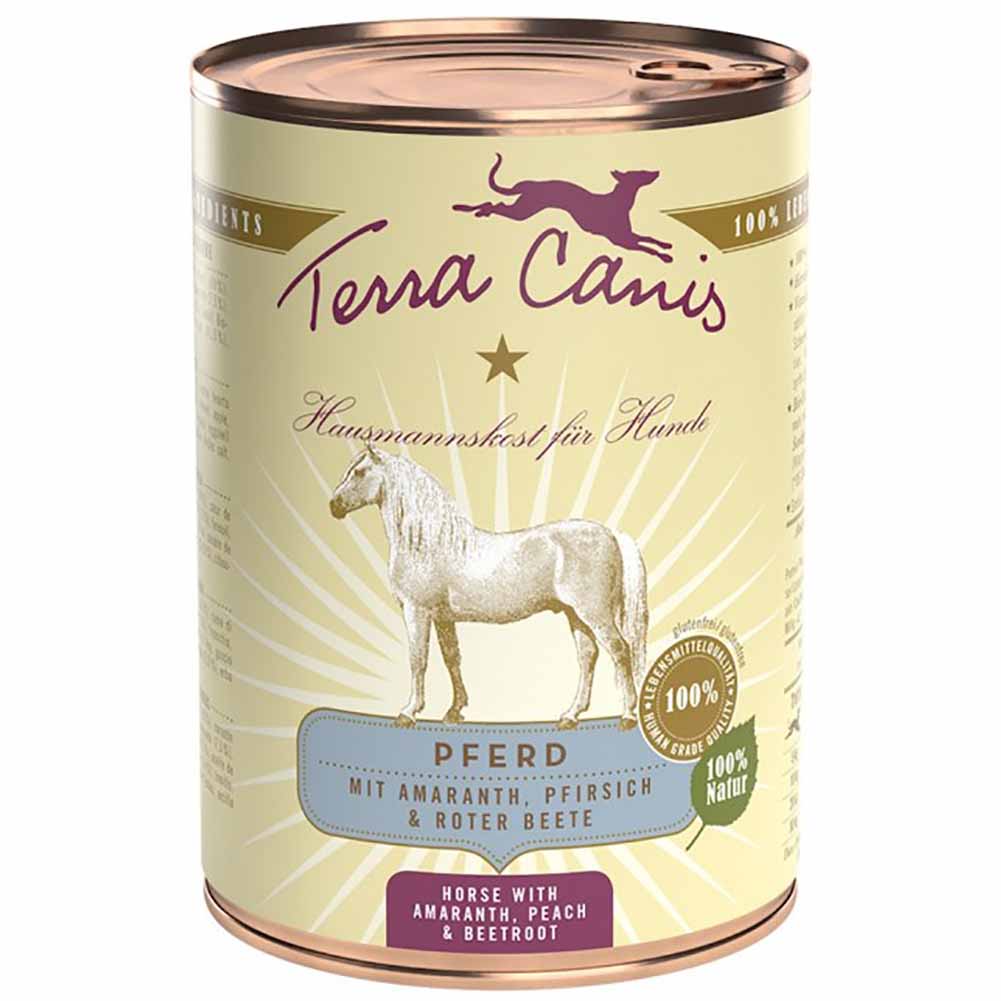 Terra Canis Classic cavallo con amaranto, pesca e barbabietola 400 g Cibo umido per cani 1