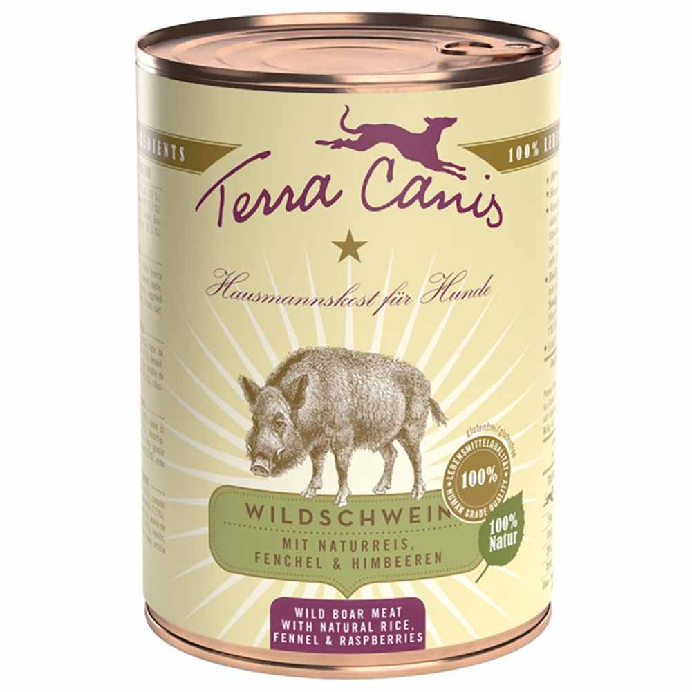Terra Canis Classic cinghiale con riso integrale, finocchio e lampone 400 g Cibo umido per cani 1