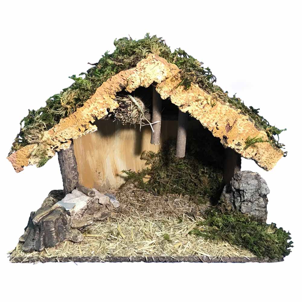 Capanna con legnaia in gesso 32x18x24cm