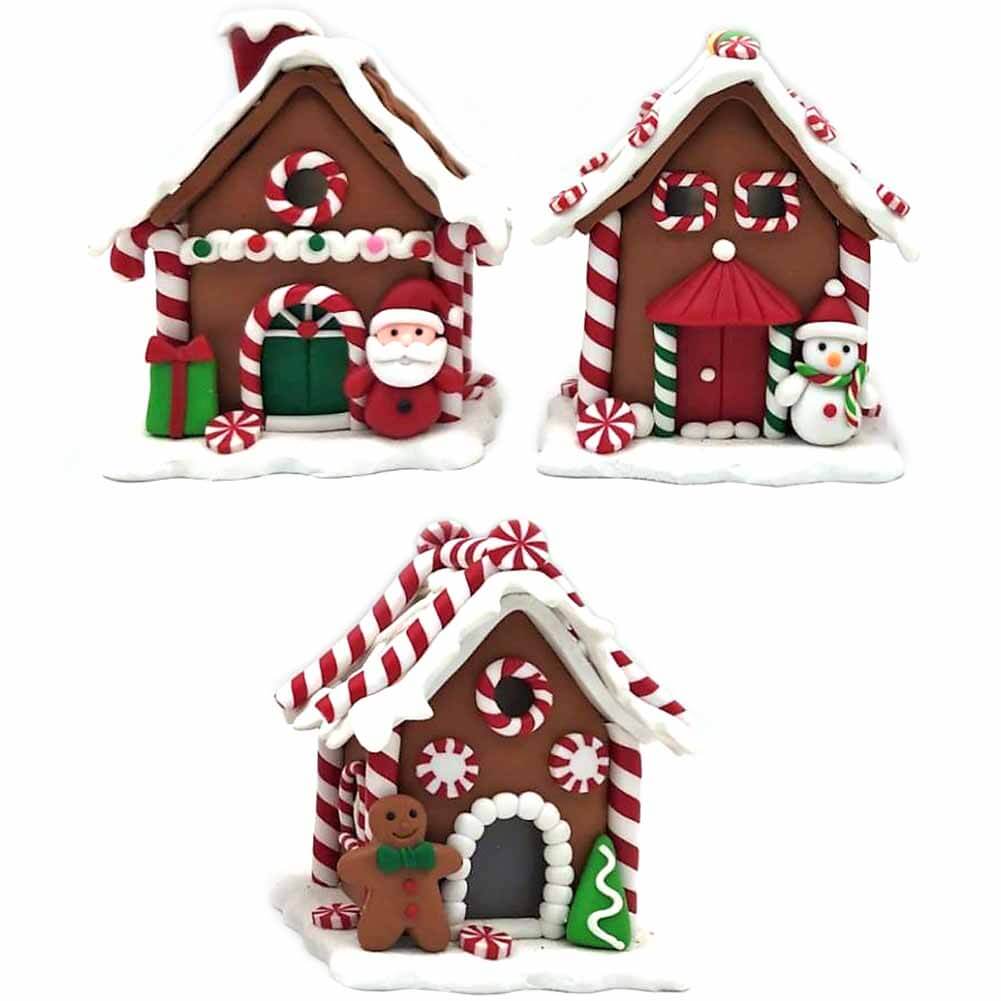 Ornamento da Appoggio Casetta Marzapane 8x6x9cm 1 Pezzo 1