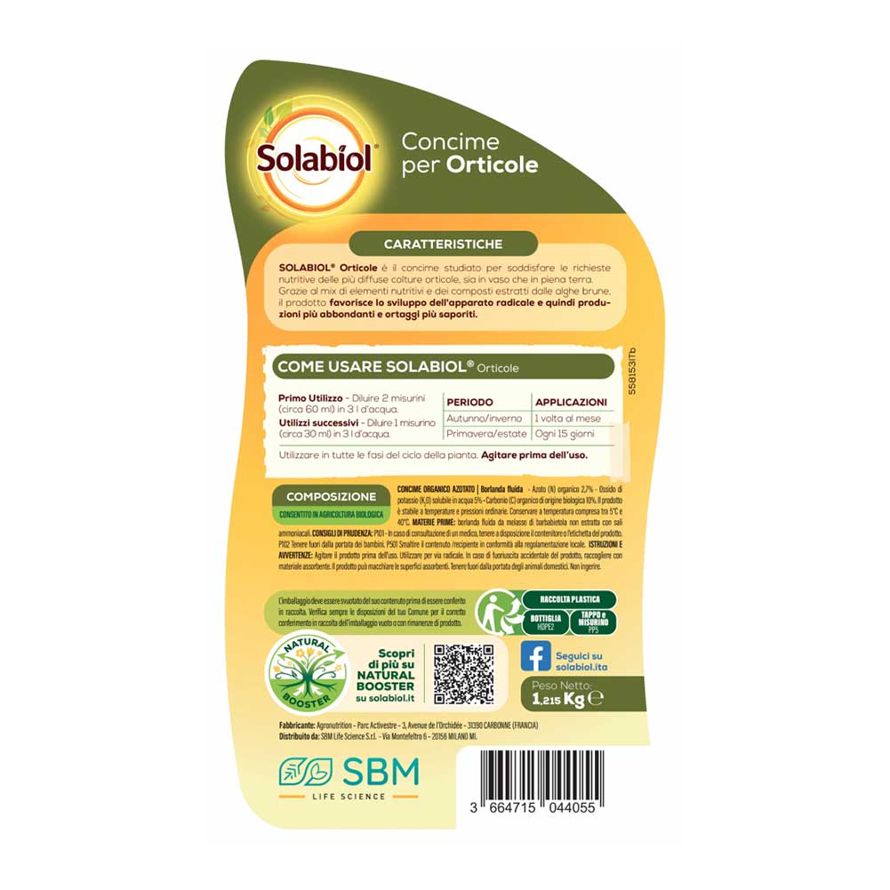 Concime BIO Liquido per Orticole 1lt Solabiol 3