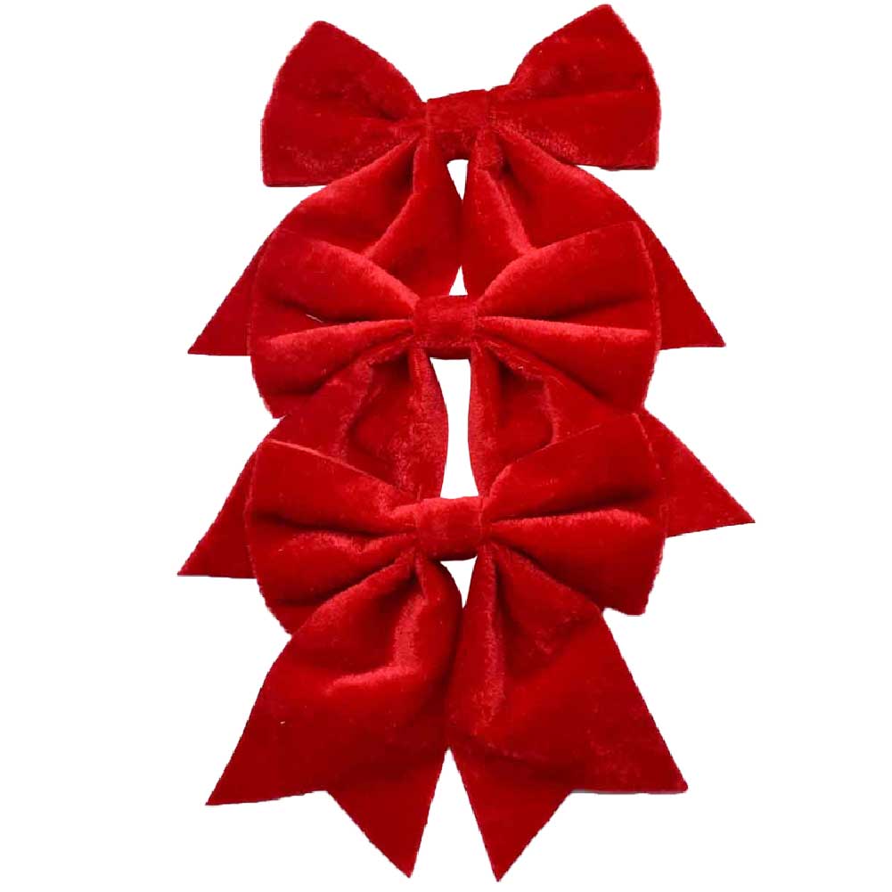 Fiocco in Velluto Rosso 12cm Set 3 Pezzi 1
