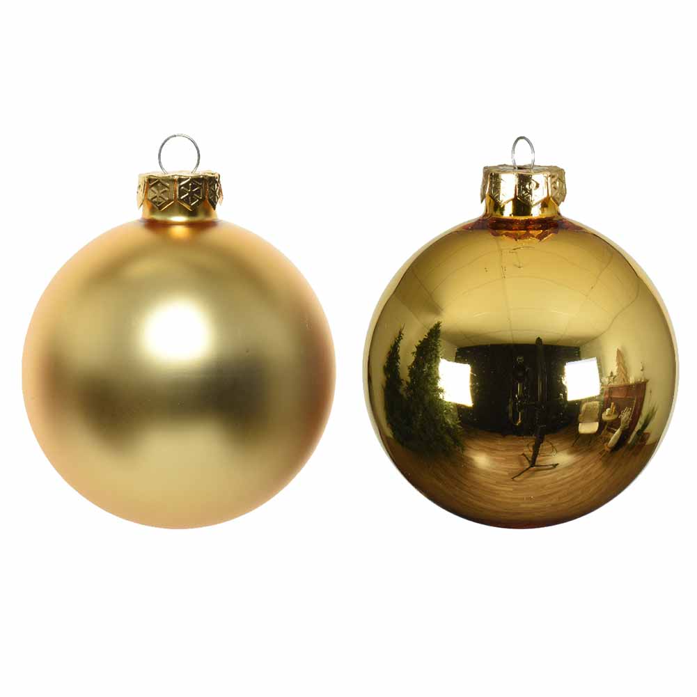 Confezione di 10 Palline di Natale in vetro oro 6cm 2