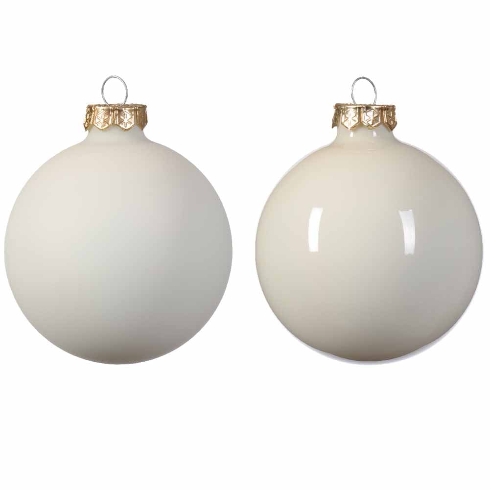 Confezione di 10 Palline di Natale in vetro bianco lana 6cm 2