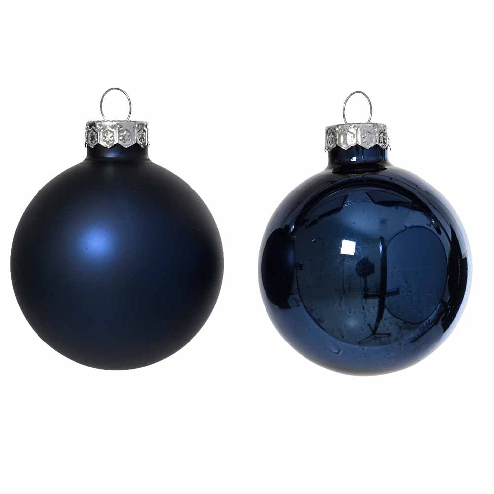 Confezione di 10 Palline di Natale in vetro blu notte 6cm 2