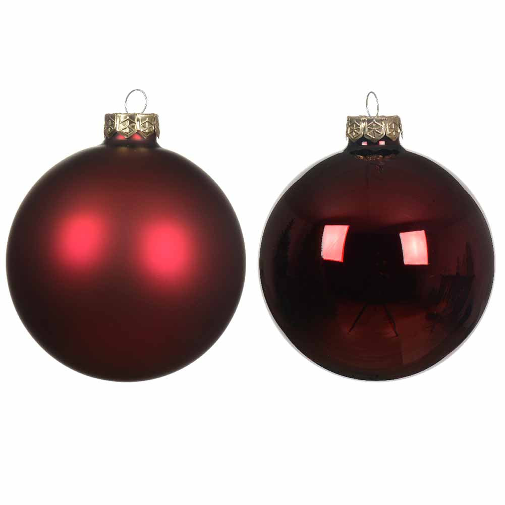 Confezione di 4 palline di Natale in vero rosso scuro 10cm 2