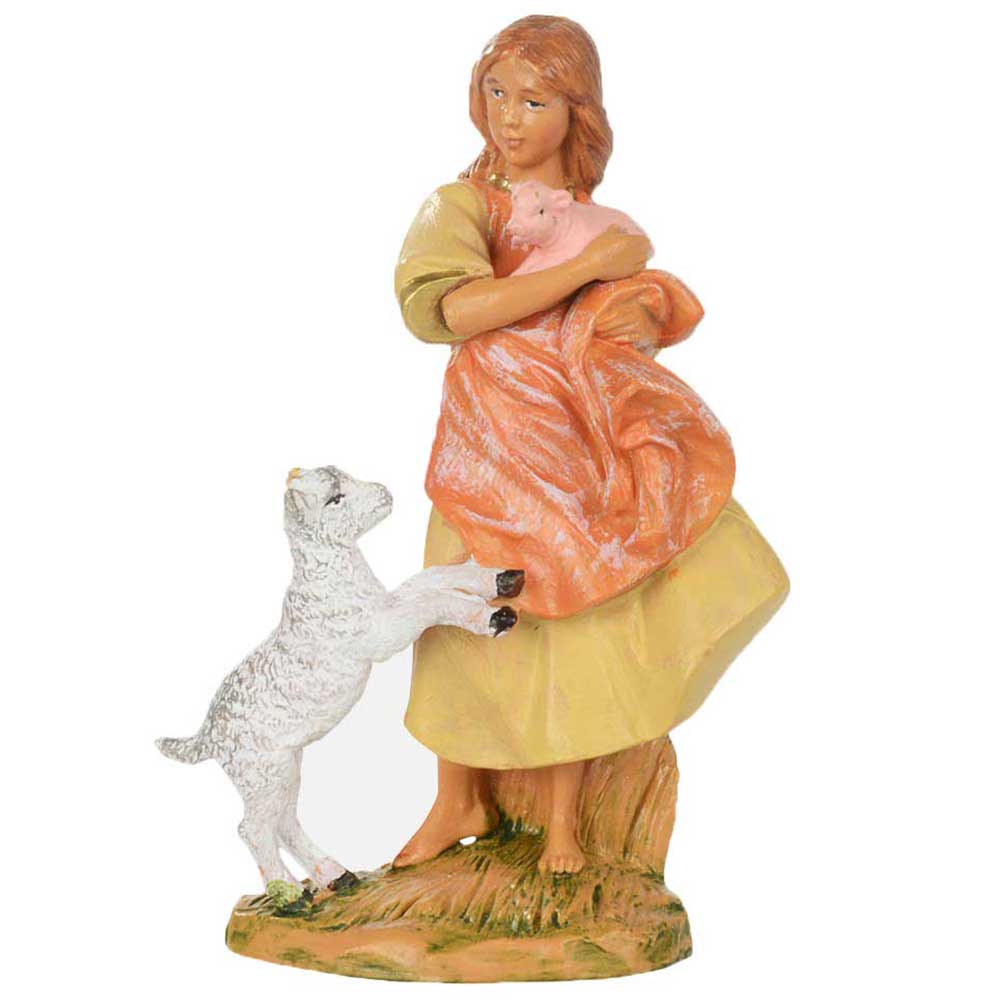 Statuina presepe ragazza con maiale in braccio Categoria 12cm Fontanini (cod.715) 1