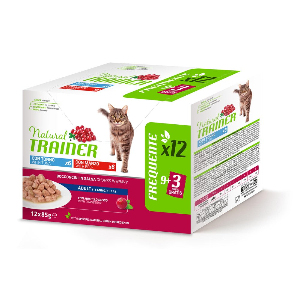 Multipack Natural Trainer Adult 12x85g Tonno + Manzo per Gatti 1