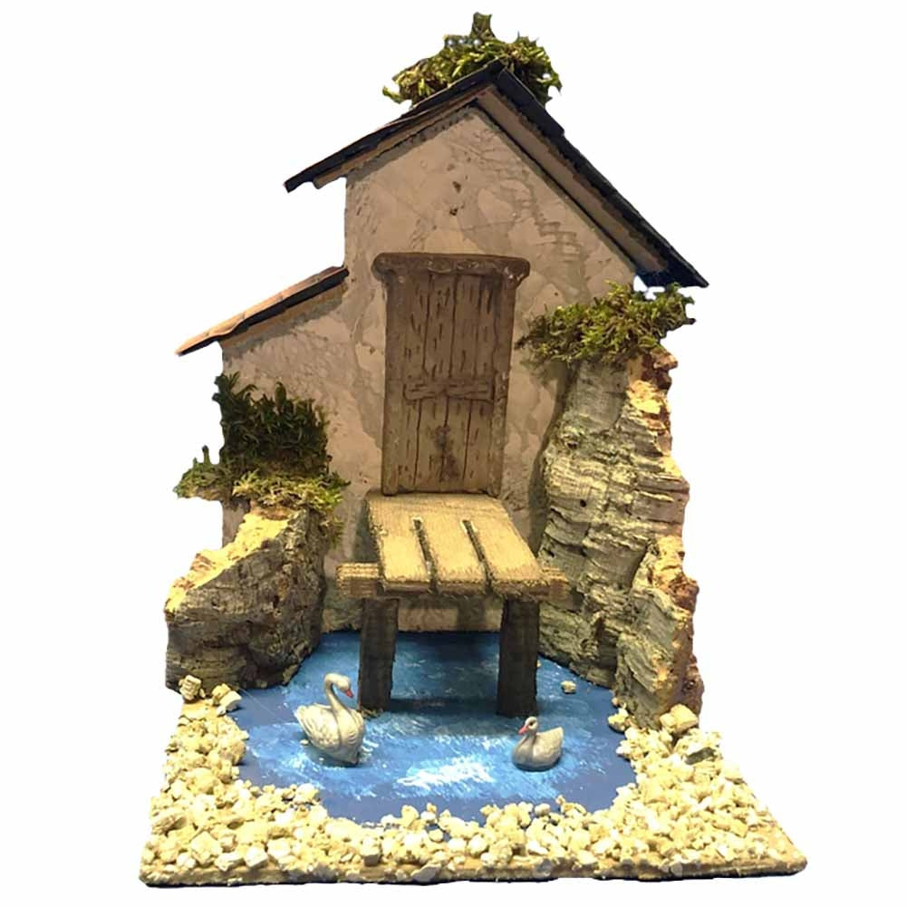 Casa con molo e laghetto 23x17x21cm 1
