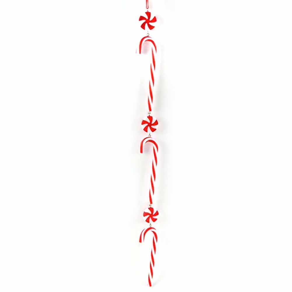 Ghirlanda Tris di Candy Cane Bianchi e Rossi Effetto Zuccherato 42cm 1