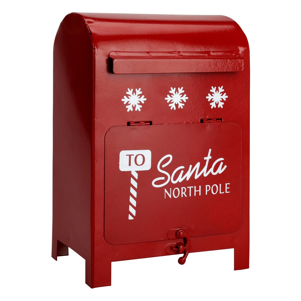 Cassetta postale di Babbo Natale in ferro rossa 23 cm – 1 pezzo, design assortito 2