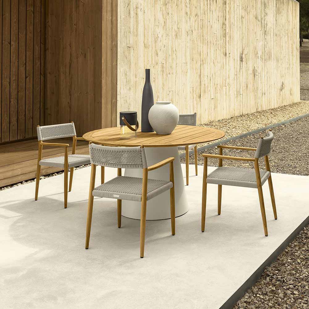 Sedia con braccioli Dolcevita beige Teak Talenti 4
