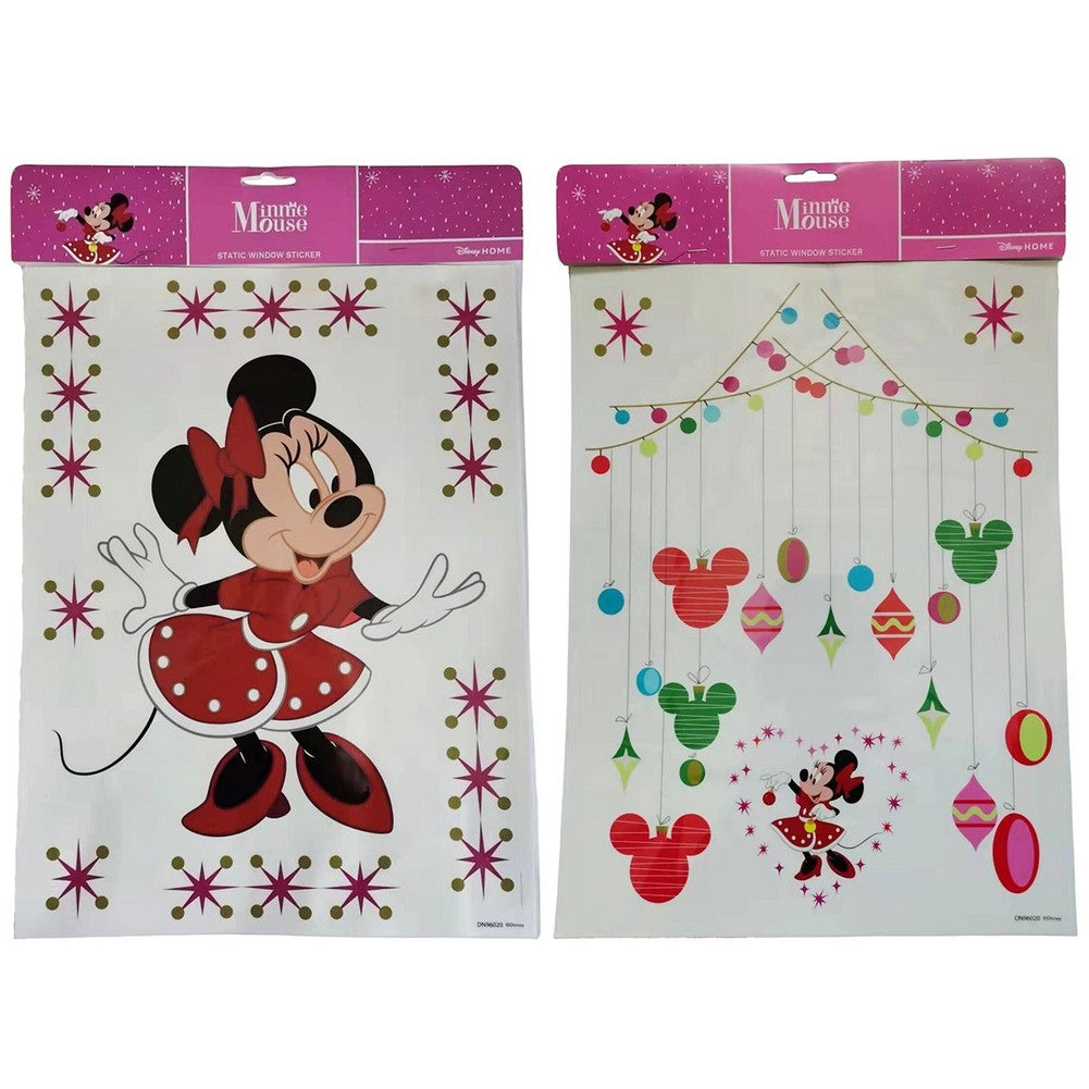 Vetrofania natalizia adesiva Disney Minnie formato A3, 2 soggetti assortiti 1