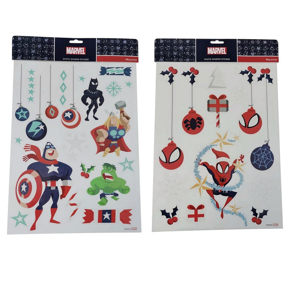 Vetrofania natalizia adesiva supereroi Marvel formato A3, 2 soggetti assortiti 1 pezzo 1