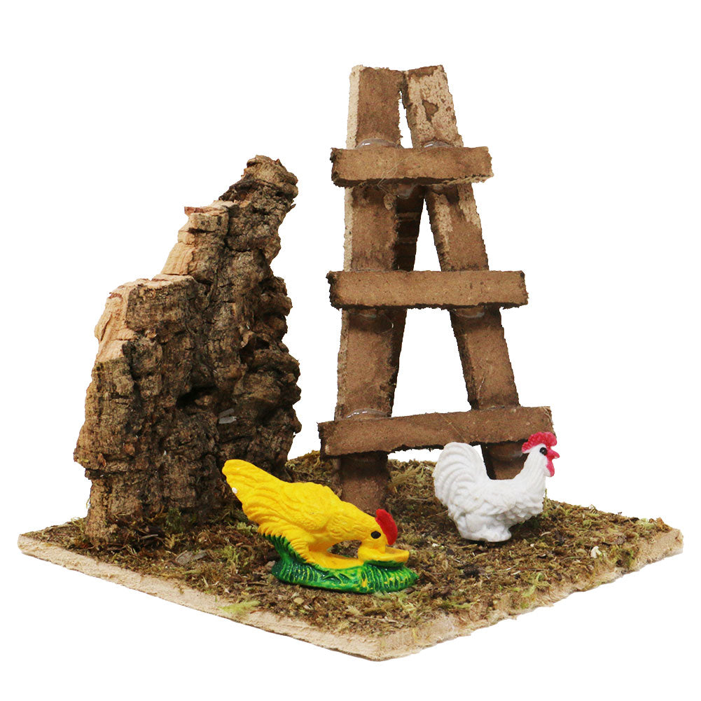 Ambiente con scala e galline 10x10x10cm 3