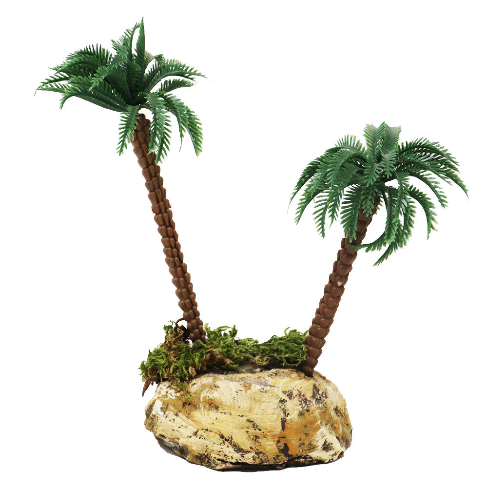 Roccia con palme 9x9x17cm