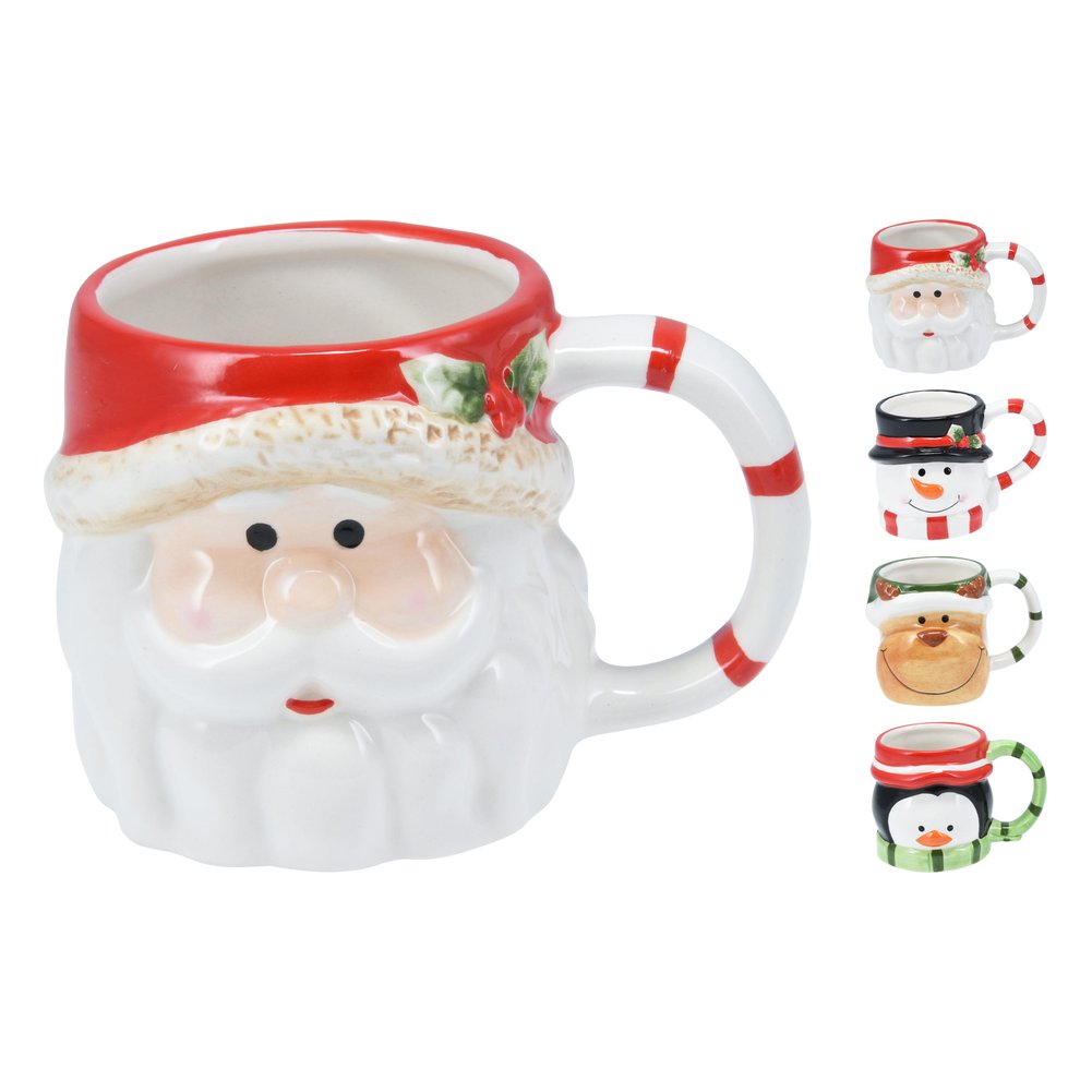 Tazza mug natalizia in ceramica a forma di personaggio 280 ml – 1 pezzo, soggetto assortito 1