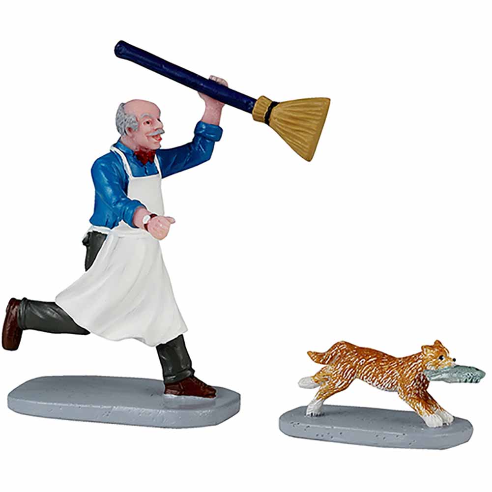 Feline Fish Thief set di 2 Caddington Village Lemax Cod 42332 1