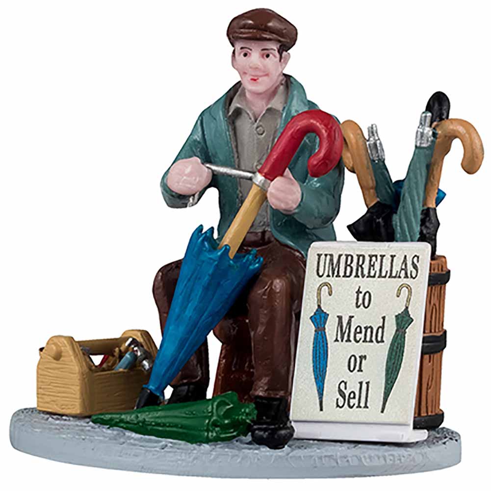 Umbrella vendor Caddington Village Lemax Cod 42323 1