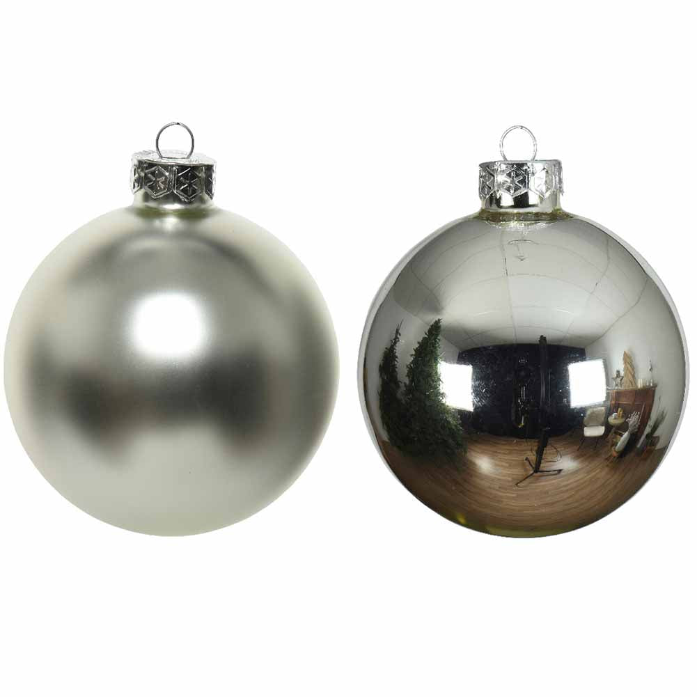 Confezione di 16 palline di Natale in vetro argento 8cm 2