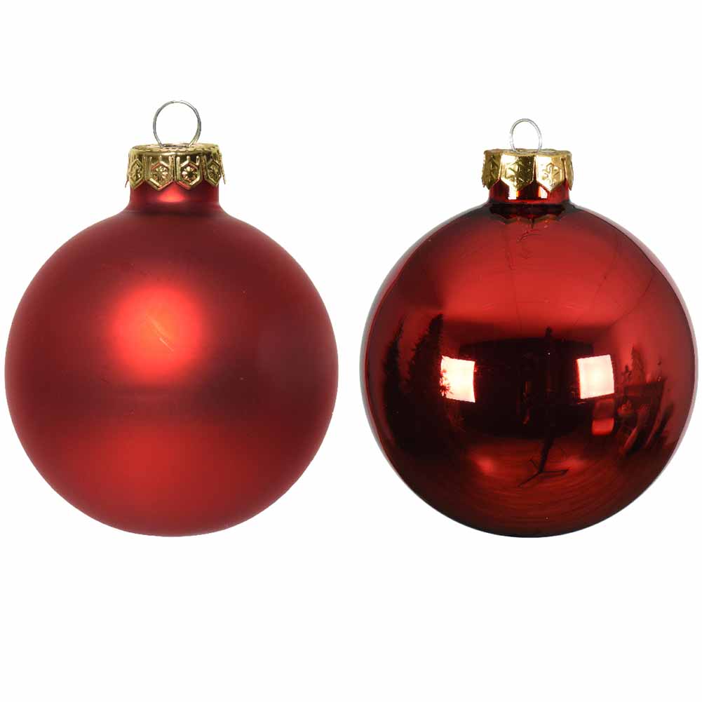 Confezione di 16 palline di Natale in vetro rosso Natale 8cm 2