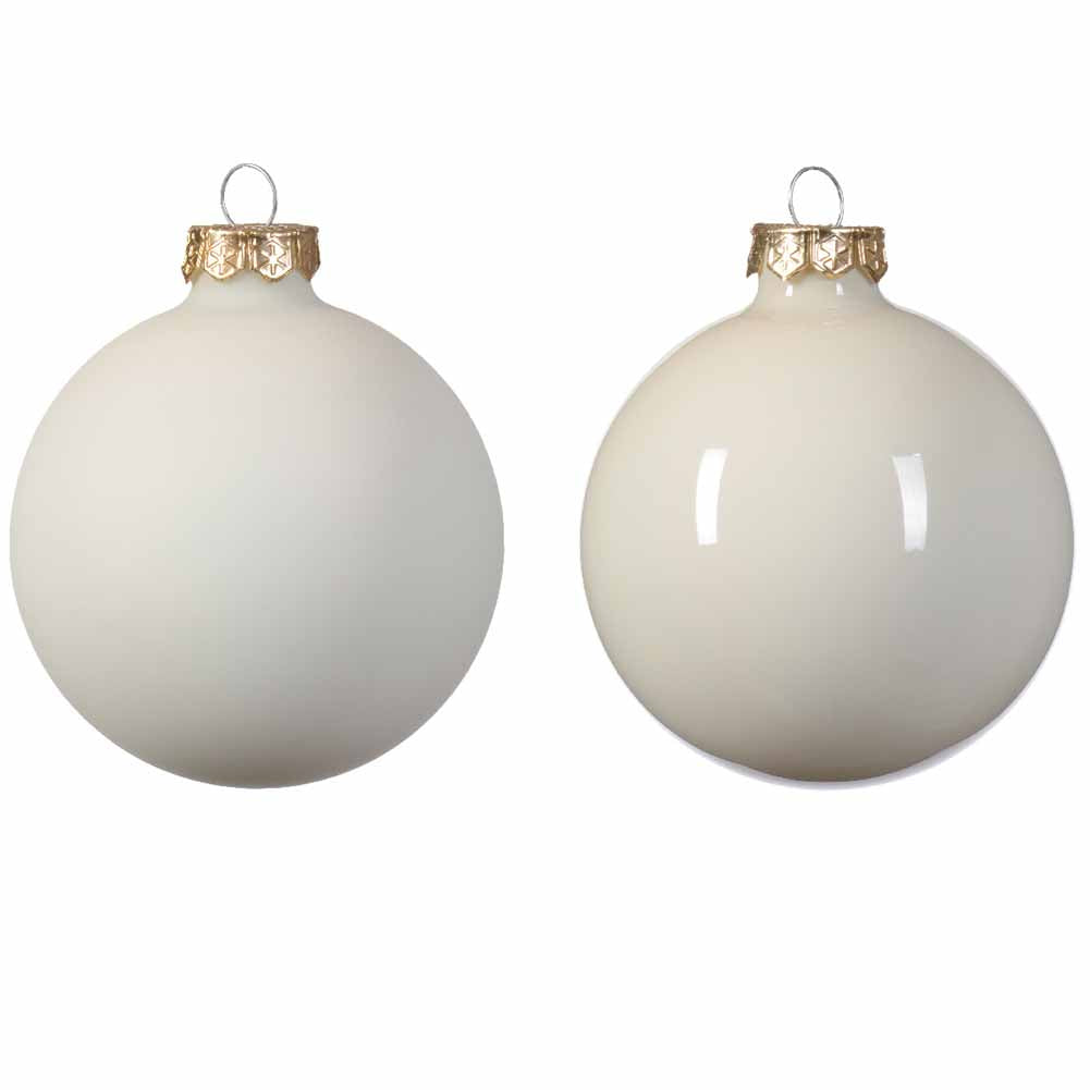 Confezione di 16 palline di Natale in vetro bianco lana 8cm 2