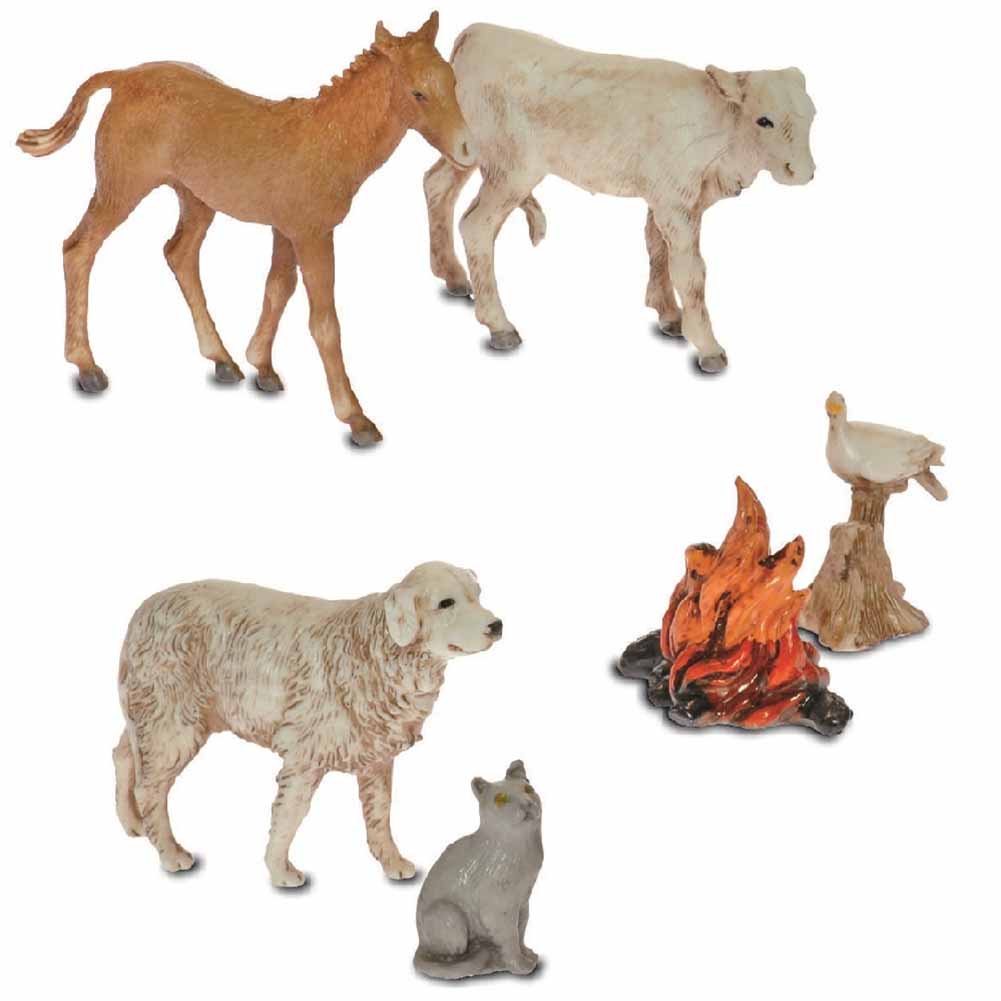 Statuine Presepe Animali con Fuoco 10 cm Moranduzzo (Conf. 5 pz) 1