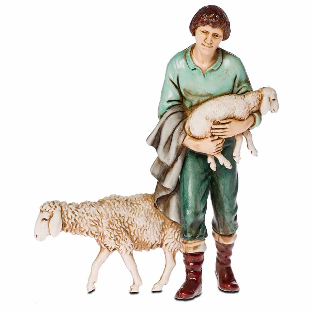 Statuina Presepe Pastore con Agnello e Pecora 11 cm Moranduzzo 1