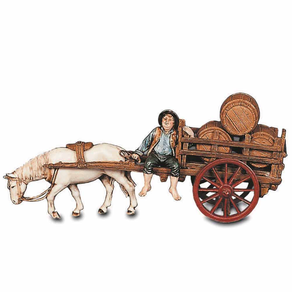 Statuina Presepe Carretto con Botti 10 cm Moranduzzo 1