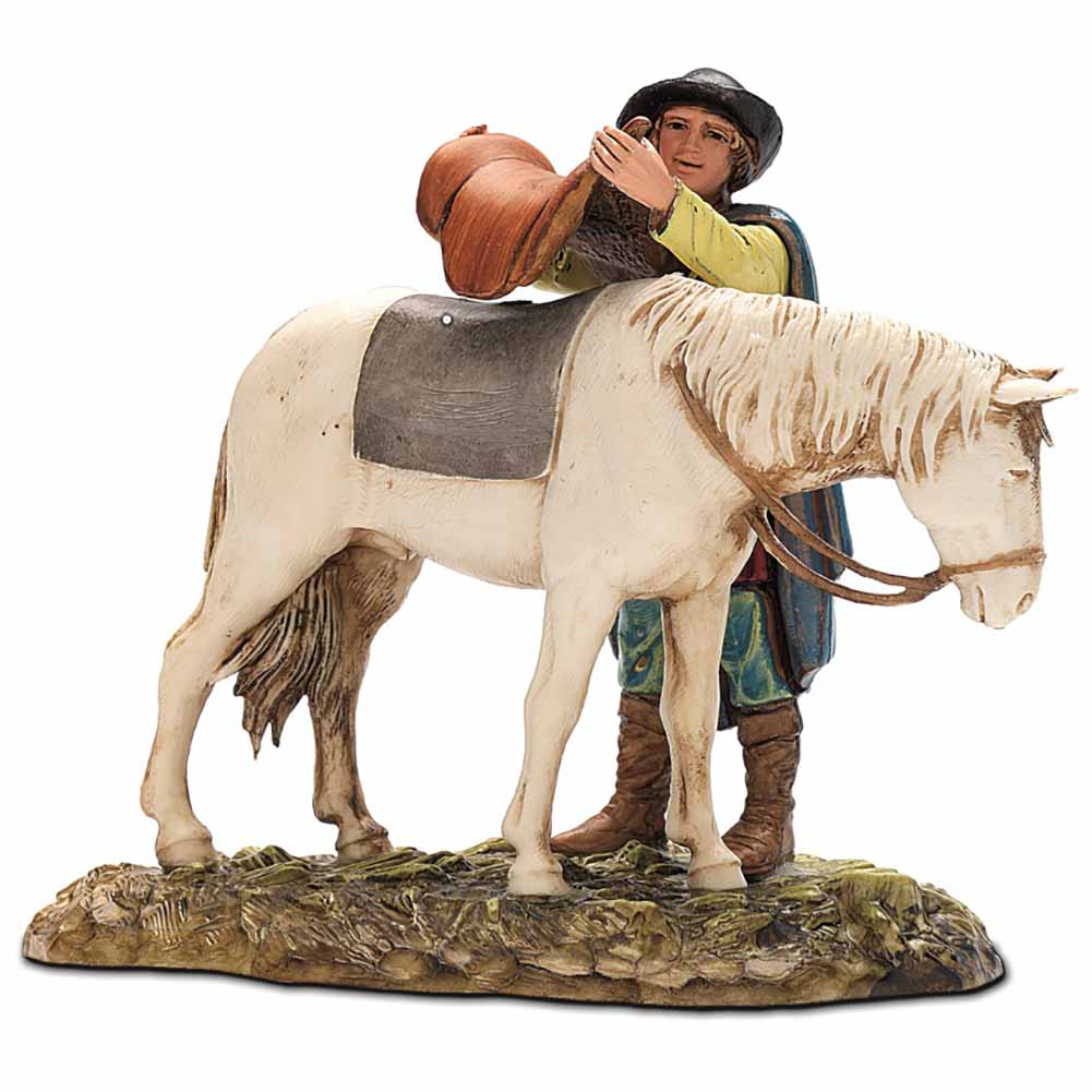 Statuina Presepe Uomo con Cavallo 10 cm Moranduzzo 1