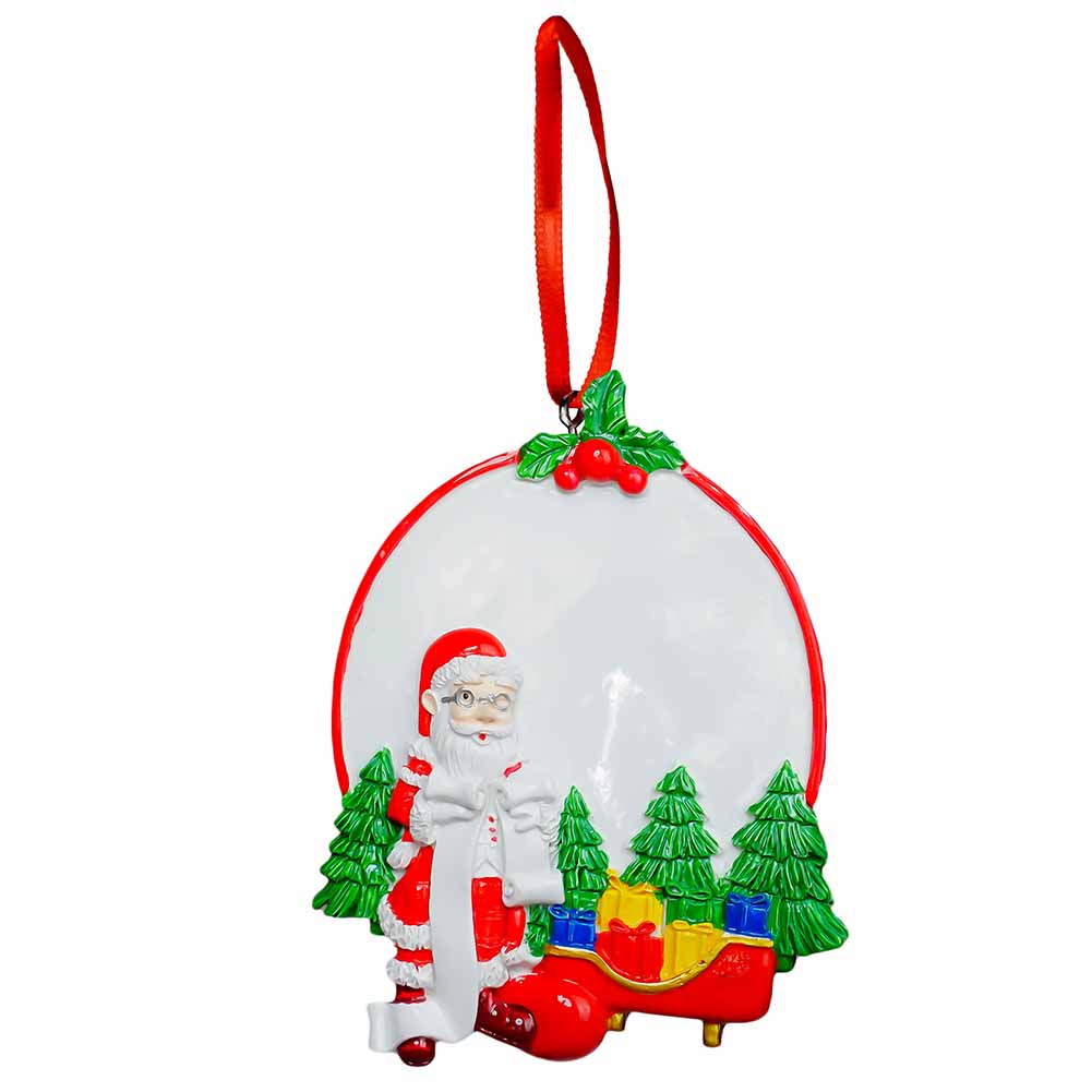Pendente personalizzabile Sfera con Babbo Natale e regali Elfidea 1