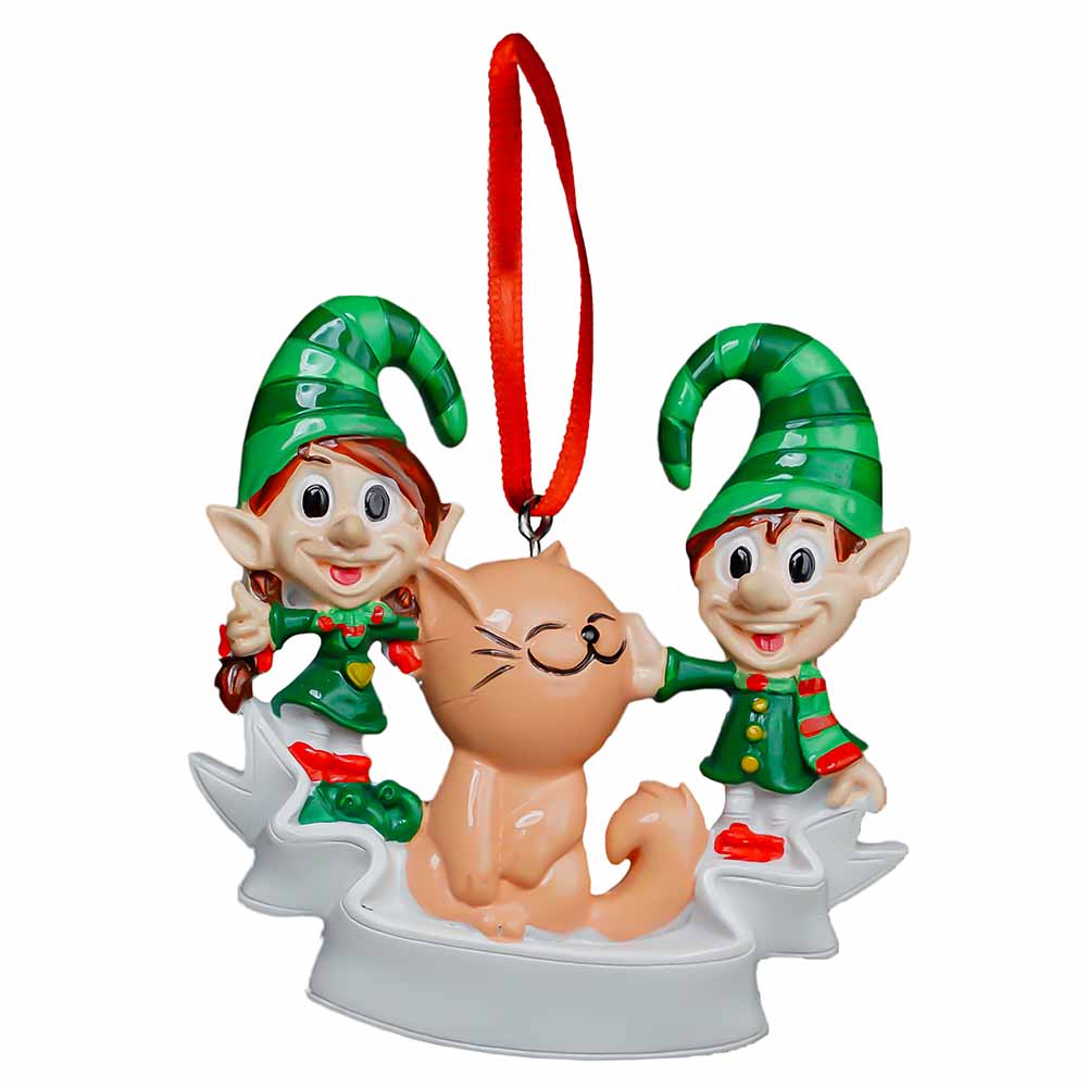 Pendente personalizzabile Elfetto e Elfetta con gatto Elfidea 1
